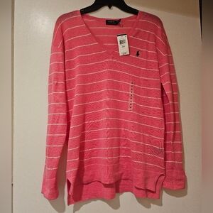 Polo Ralph Lauren Women Linen Cotton Split Hem Sweater